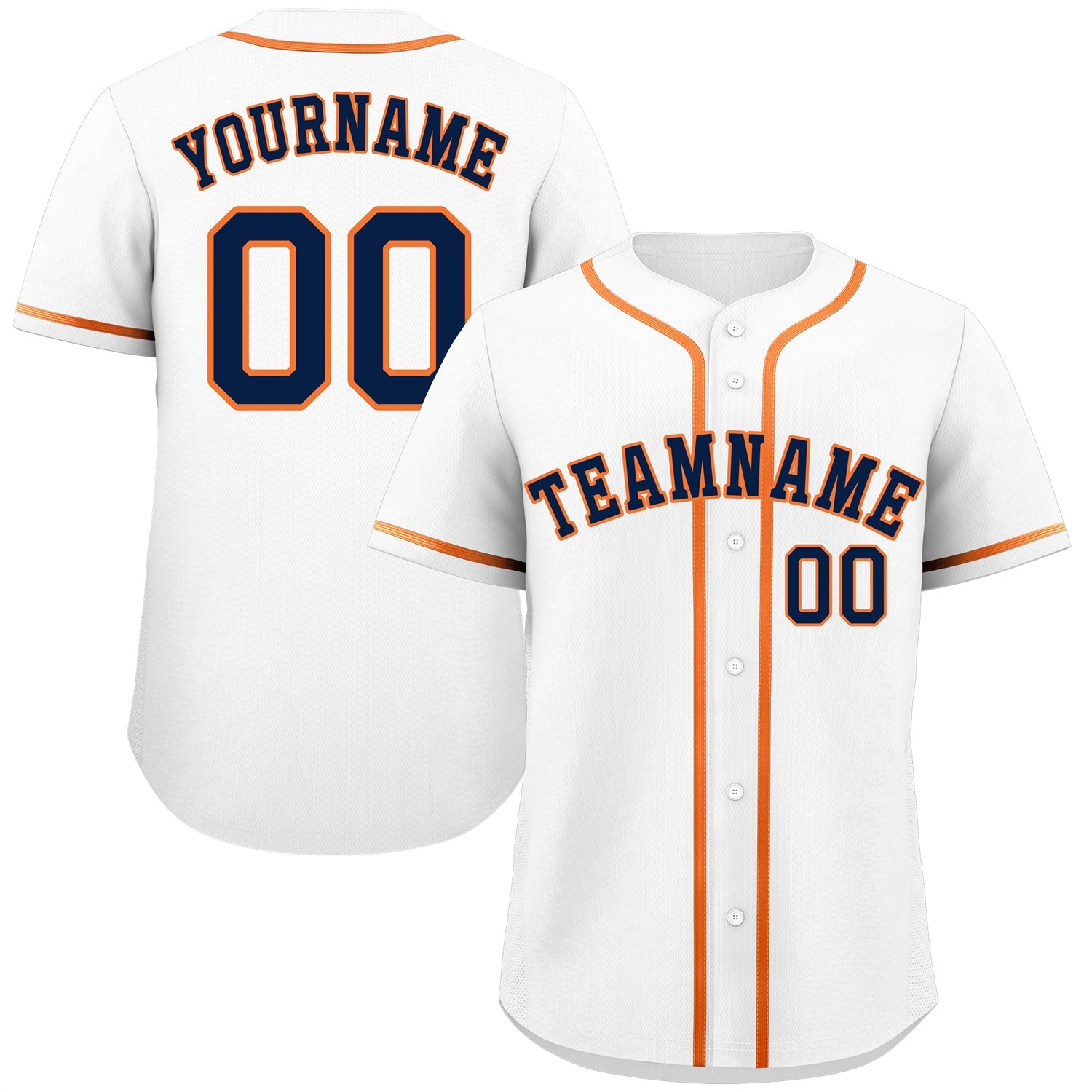 Custom White Navy-Orange Bull Classic Style Authentic Baseball Jersey