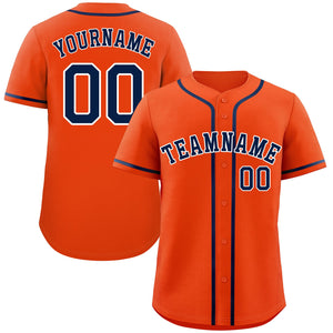 Custom Orange Navy-White Bull Classic Style Authentic Baseball Jersey