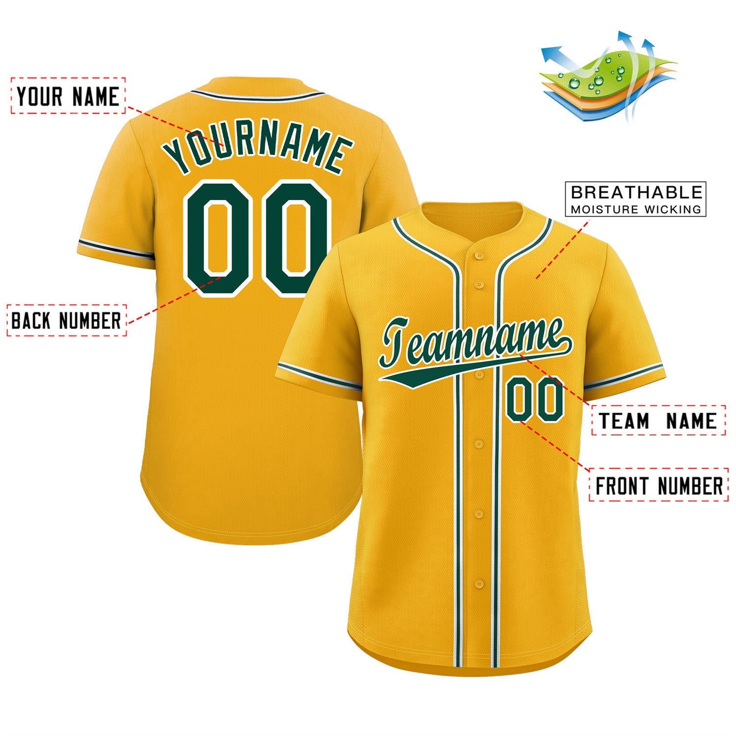 Custom Yellow Green-White Classic Style Authentic Baseball Jersey