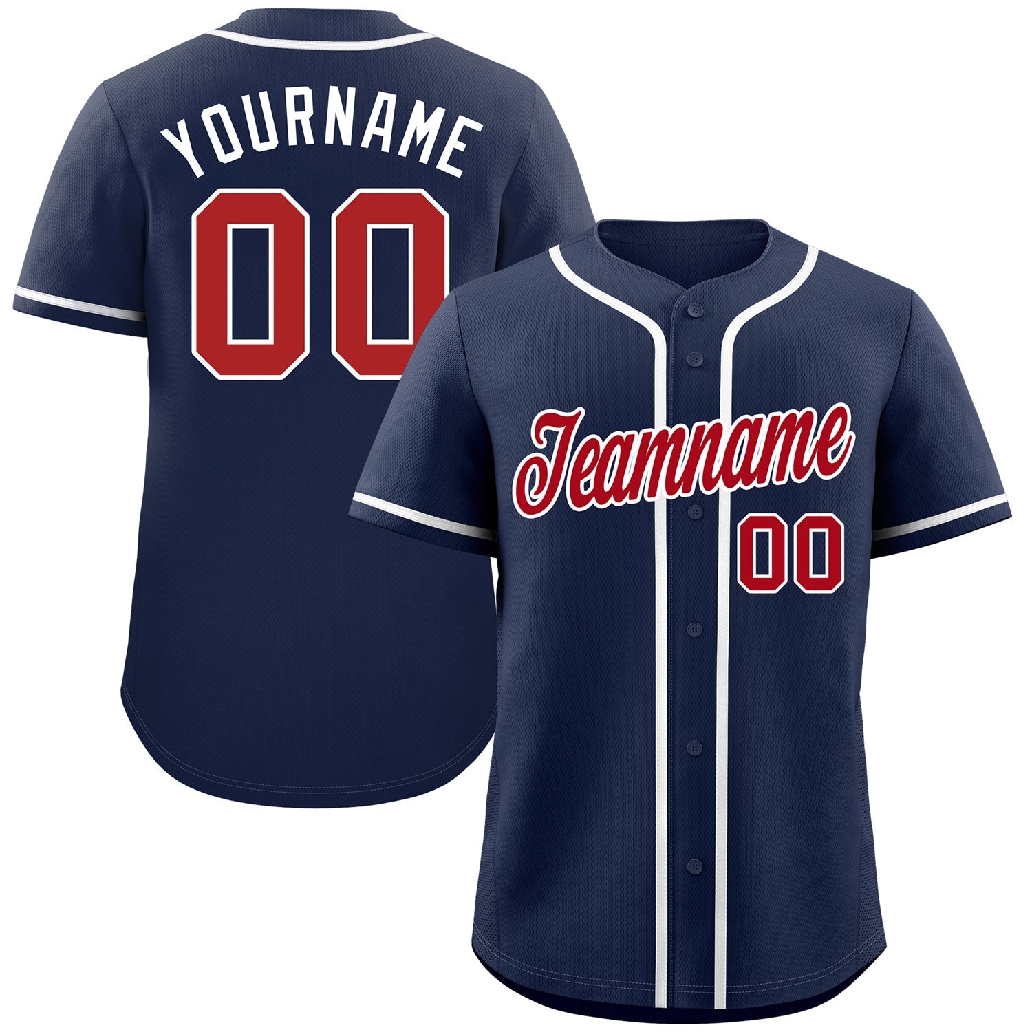 Custom Navy Red-White Classic Style Authentic Baseball Jersey