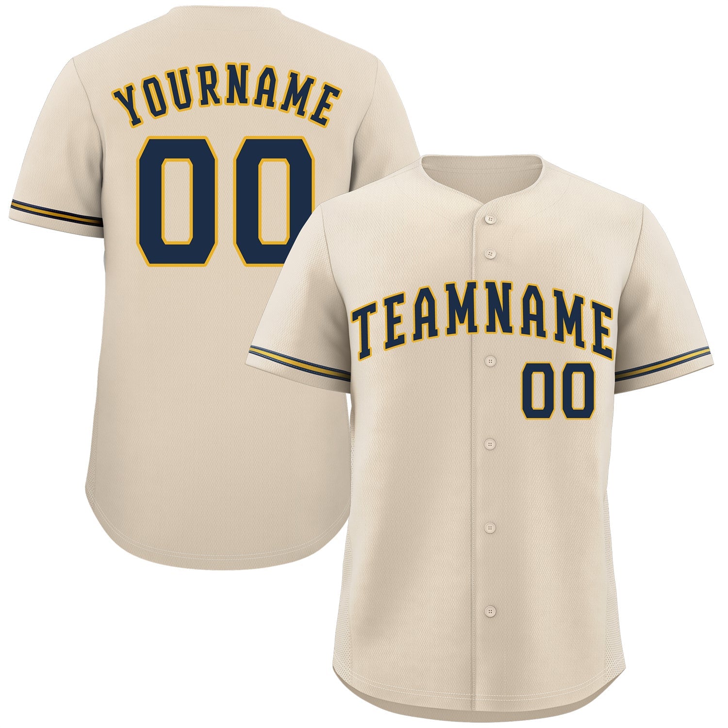 Custom Cream Navy-Gold Classic Style Authentic Baseball Jersey