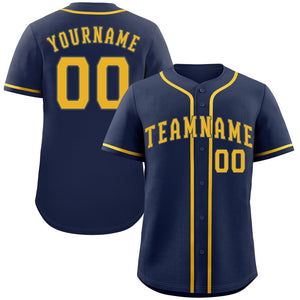 Custom Navy Yellow Classic Style Authentic Baseball Jersey