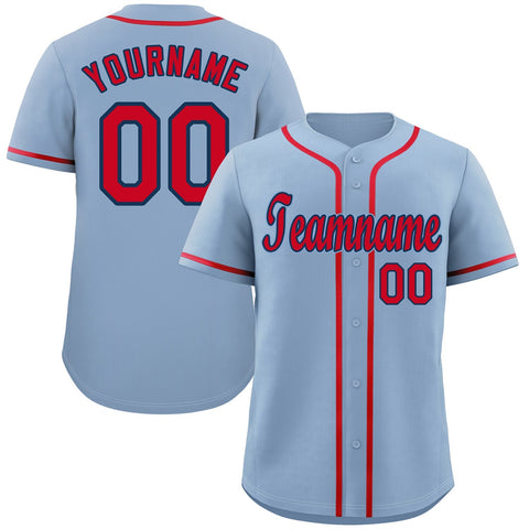 Custom Light Blue Red-Navy Classic Style Authentic Baseball Jersey
