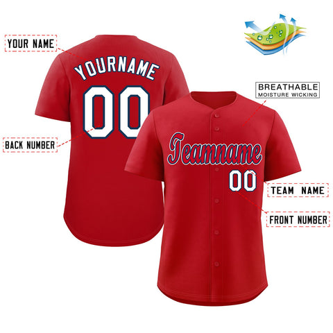 Custom Red Red-White Classic Style Authentic Baseball Jersey
