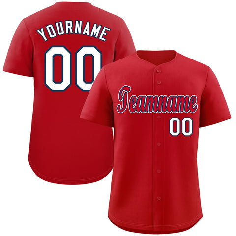 Custom Red Red-White Classic Style Authentic Baseball Jersey