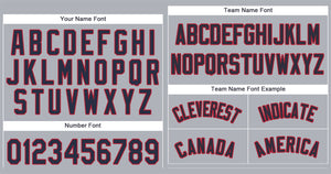 Custom Gray Navy-Red Classic Style Authentic Baseball Jersey