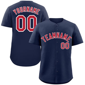 Custom Navy Red-White Classic Style Authentic Baseball Jersey