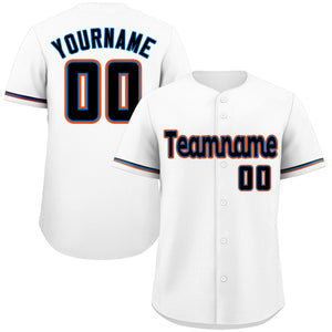 Maillot de baseball authentique de style classique blanc marine-orange personnalisé