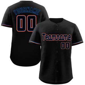 Custom Black Powder Blue-Orange Classic Style Authentic Baseball Jersey