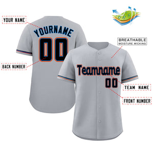 Maillot de baseball authentique de style classique gris marine-orange personnalisé