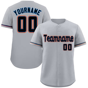 Maillot de baseball authentique de style classique gris marine-orange personnalisé