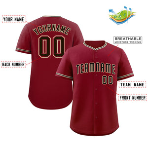 Custom Crimson Black-Cream Classic Style Authentic Baseball Jersey