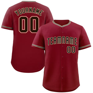 Custom Crimson Black-Cream Classic Style Authentic Baseball Jersey