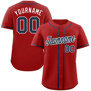 Custom Red Navy-White Classic Style Authentic Baseball Jersey