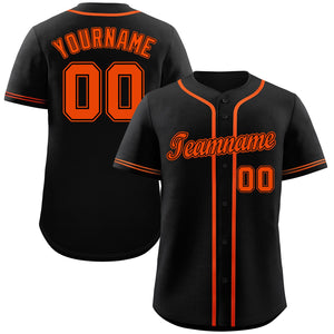 Maillot de baseball authentique de style classique noir orange-noir personnalisé