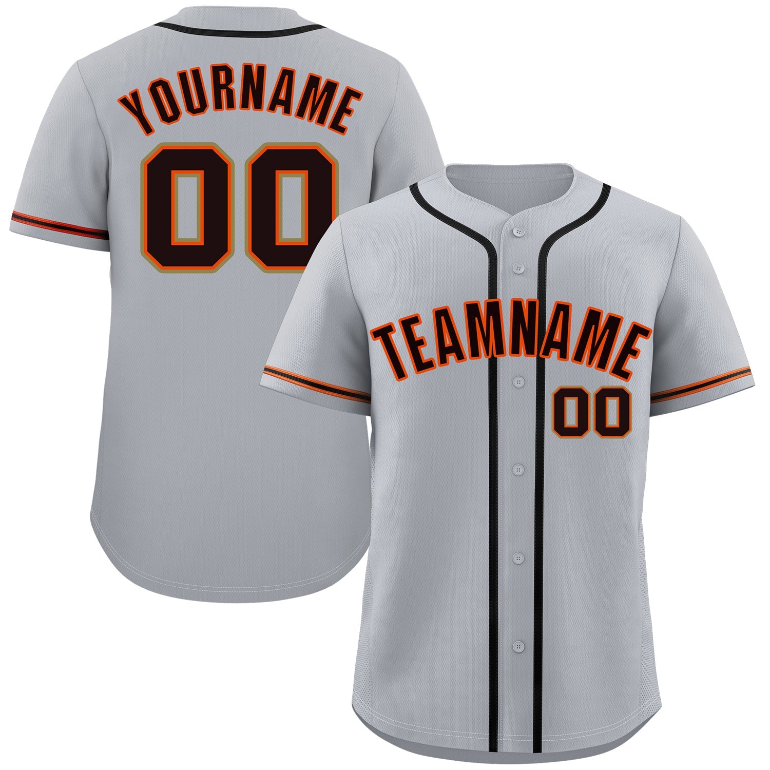 Maillot de baseball authentique de style classique gris noir-orange personnalisé