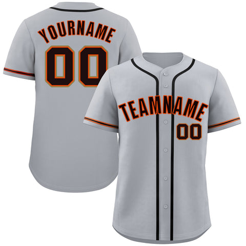 Custom Gray Black-Orange Classic Style Authentic Baseball Jersey