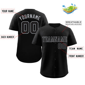 Custom Black Black-Gray Classic Style Authentic Baseball Jersey