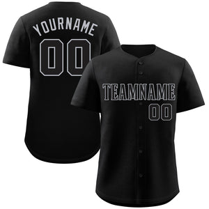 Maillot de baseball authentique de style classique noir noir-gris personnalisé