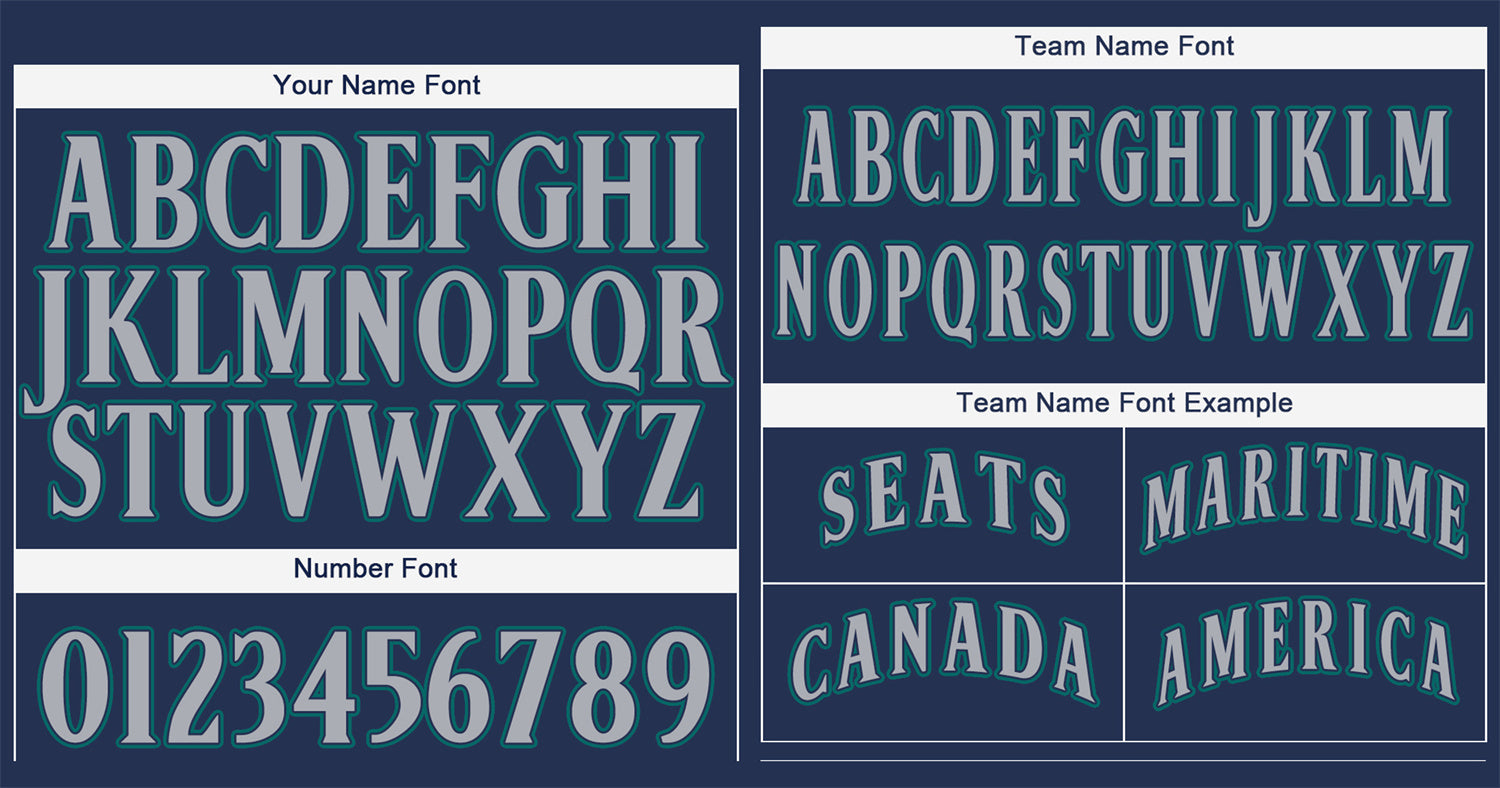 Custom Navy Gray-Aqua Classic Style Authentic Baseball Jersey