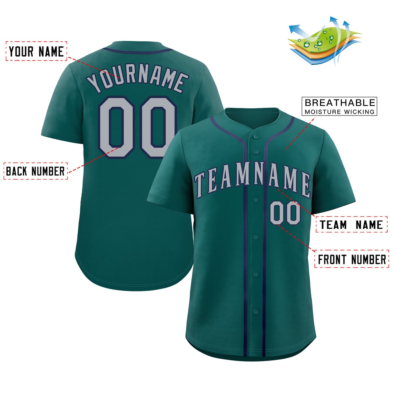 Aqua Baseball Jersey