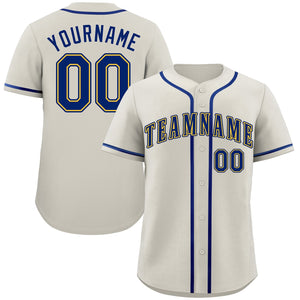 Maillot de baseball authentique de style classique crème Royal-Gold personnalisé