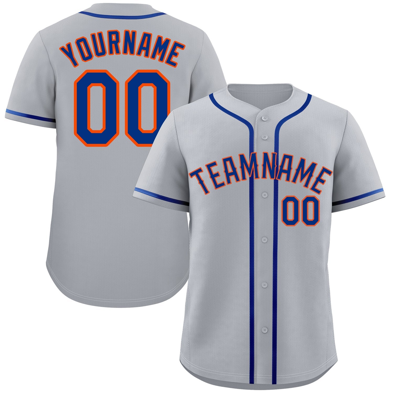 Maillot de baseball authentique de style classique gris royal-orange personnalisé