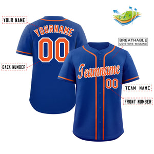 Custom Royal Orange-White Classic Style Authentic Baseball Jersey