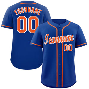 Maillot de baseball authentique de style classique Royal Orange-Blanc personnalisé