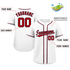 Custom White Red-Navy Hook Classic Style Authentic Baseball Jersey