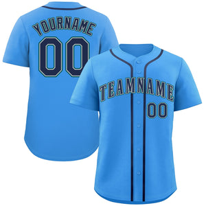 Maillot de baseball authentique de style classique bleu poudre personnalisé marine-aqua