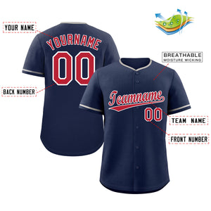 Custom Navy Red-White Hook Classic Style Authentic Baseball Jersey