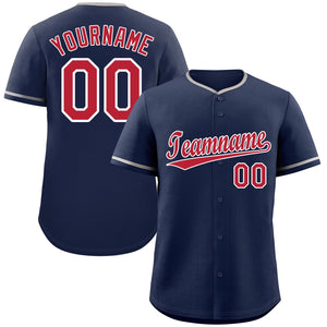 Custom Navy Red-White Hook Classic Style Authentic Baseball Jersey