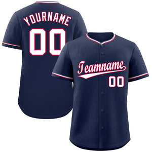 Custom Navy White Red Hook Classic Style Authentic Baseball Jersey