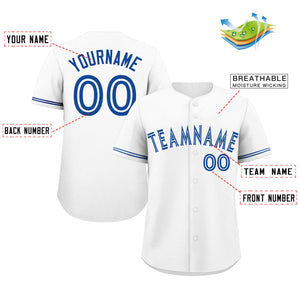 Maillot de baseball authentique de style classique Royal Bull blanc personnalisé