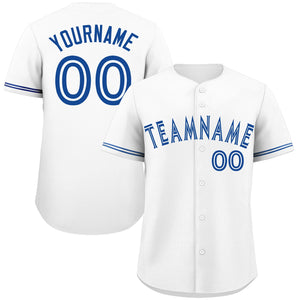 Custom White Royal Bull Classic Style Authentic Baseball Jersey