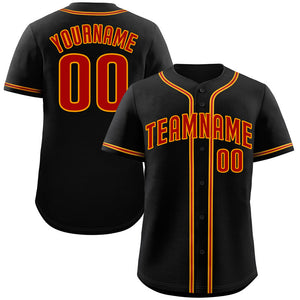 Custom Black Red-Yellow Classic Style Authentic Baseball Jersey