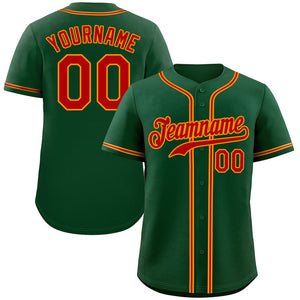 Custom Green Red-Yellow Classic Style Authentic Baseball Jersey