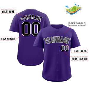 Maillot de baseball authentique de style classique violet gris-blanc personnalisé