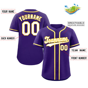 Custom Purple White-Yellow Classic Style Authentic Baseball Jersey