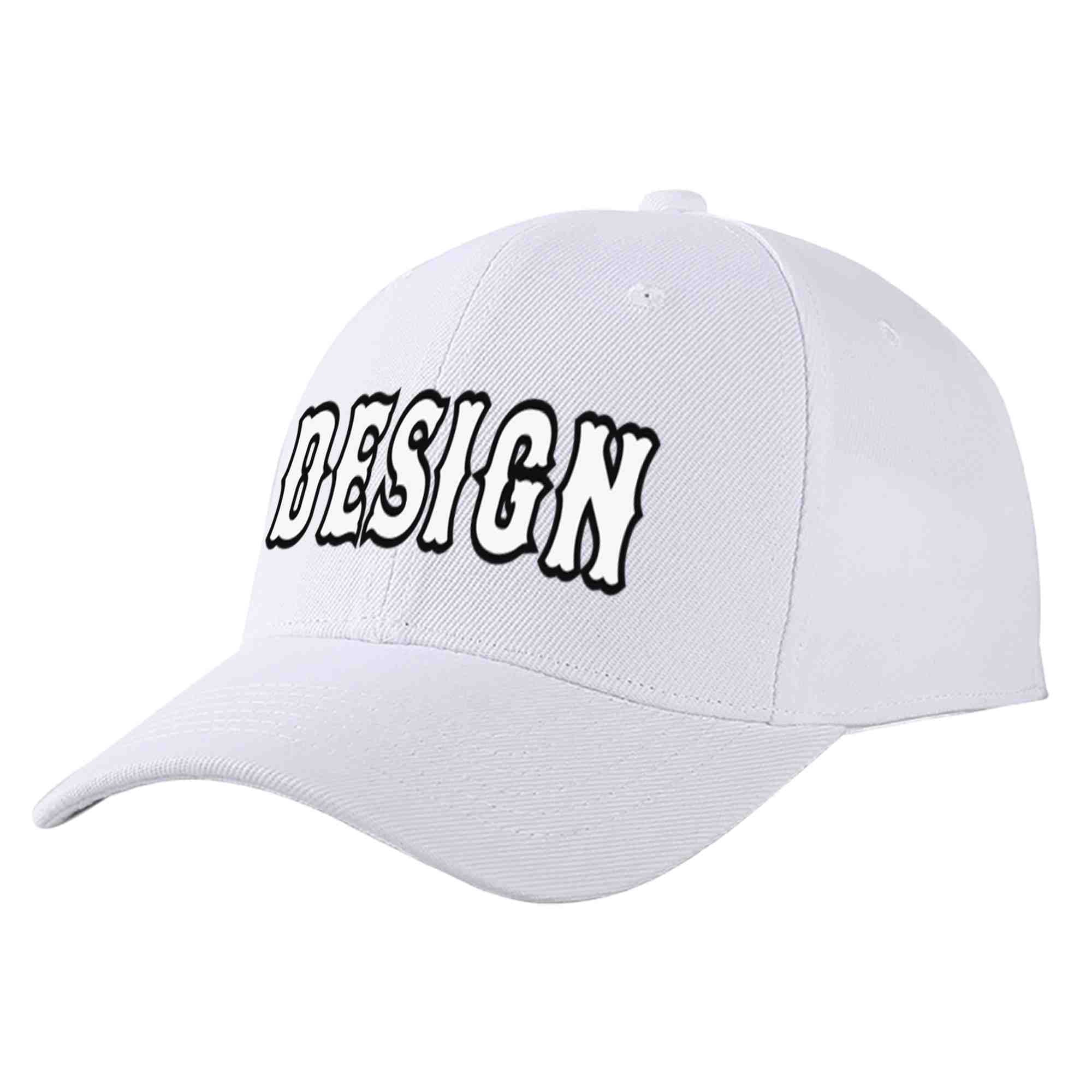 Custom White White-Black Curved Eaves Sport Design Baseball Cap