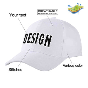 Custom White Black-White Curved Eaves Sport Design Baseball Cap