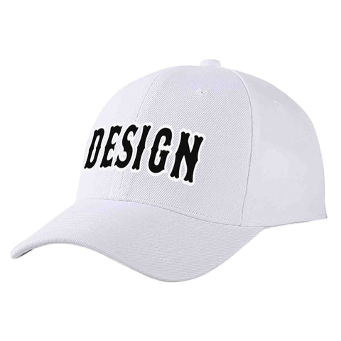 Custom White Black-White Curved Eaves Sport Design Baseball Cap