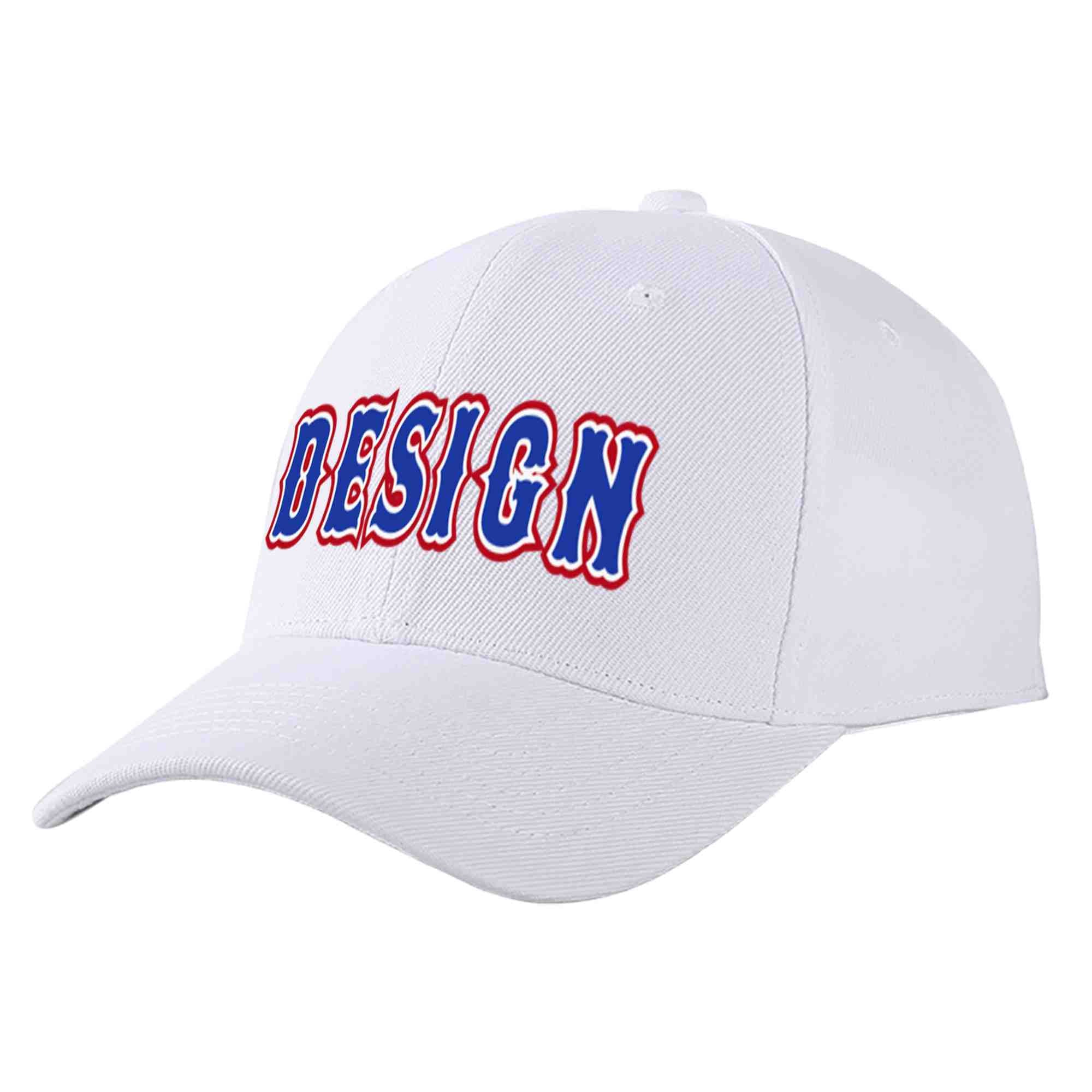 Casquette de baseball personnalisée blanche royale-blanche incurvée Eaves Sport Design