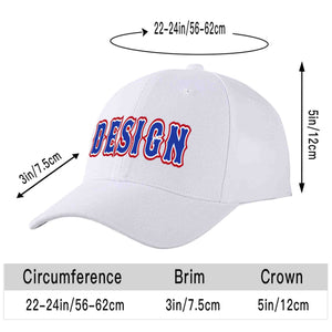 Custom White Royal-White Curved Eaves Sport Design Baseball Cap