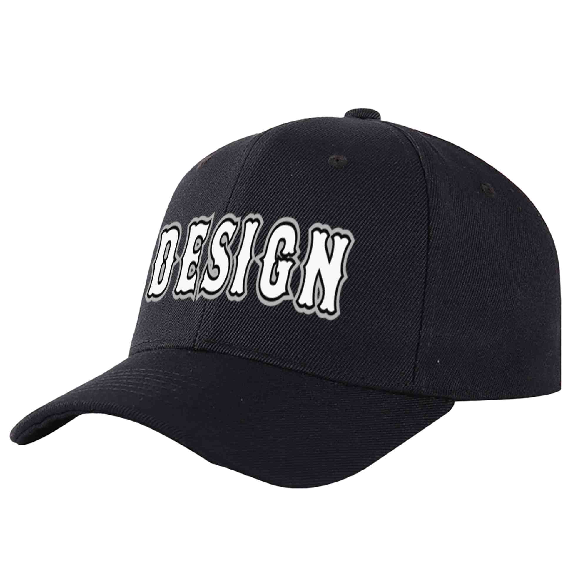 Custom Black White-Black Curved Eaves Sport Design Baseball Cap