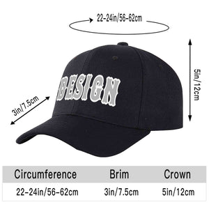 Custom Black Gray-White Curved Eaves Sport Design Baseball Cap