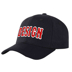 Custom Black Red-White Curved Eaves Sport Design Baseball Cap