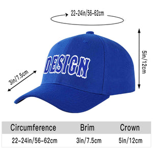 Custom Royal Royal-White Curved Eaves Sport Design Baseball Cap