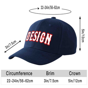 Casquette de baseball personnalisée bleu marine blanc-rouge avec avant-toit incurvé